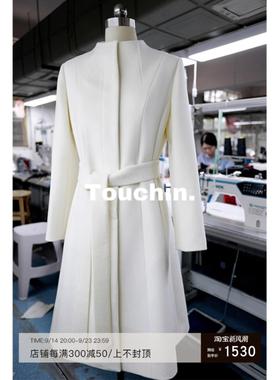 TOUCHIN24高定工作室版发财宅女同款安妮海瑟薇白色澳毛大衣