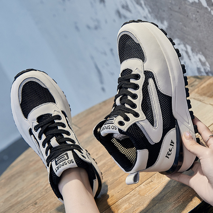 高幫時尚廣場舞鞋真皮運動鞋軟底