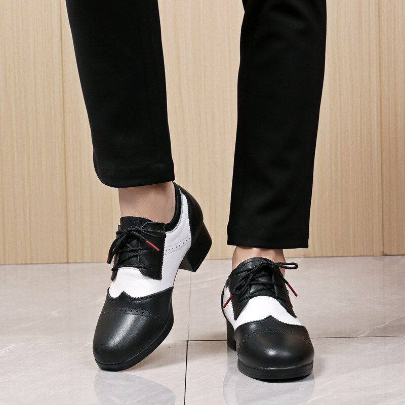 男士摩登舞鞋时尚真皮舞蹈鞋软底广场舞鞋吉特巴成人国标舞中跟鞋