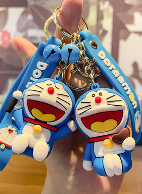 卡通哆啦A梦钥匙扣可爱叮当猫PVC公仔包包挂件汽车钥匙圈礼品批发