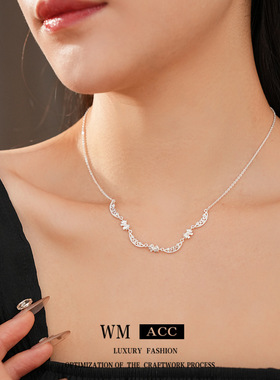 金属蝴蝶结可调节吊坠项链个性冷淡风锁骨链时尚百搭饰品女感