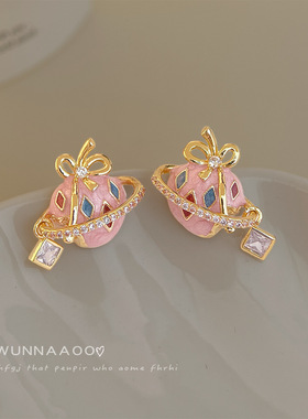 原创甜美女孩设计师款手工彩绘珐琅滴釉新款工厂草莓耳饰耳钉饰品