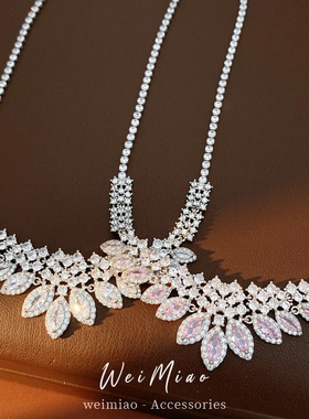 宫廷风精致镶锆石水滴项链轻奢小众锁骨链高级感气质小众项饰批发