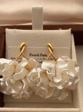 多层立体花瓣花朵耳钉耳环简约气质复古优雅自然柔美日常高级耳饰