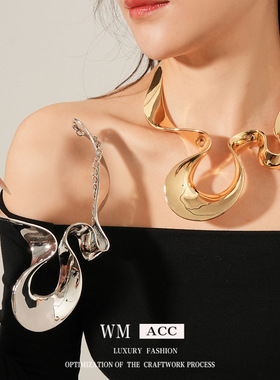 不规则几何宽面吊坠项圈项链时尚个性冷淡风锁骨链设计感小众饰品