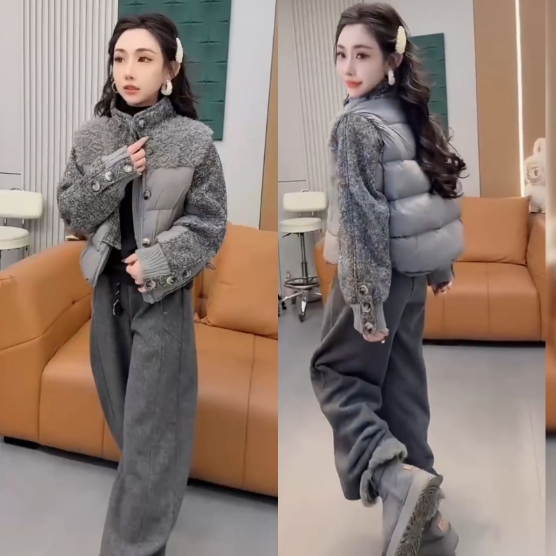 欧洲站拼接设计感宽松外套裤子