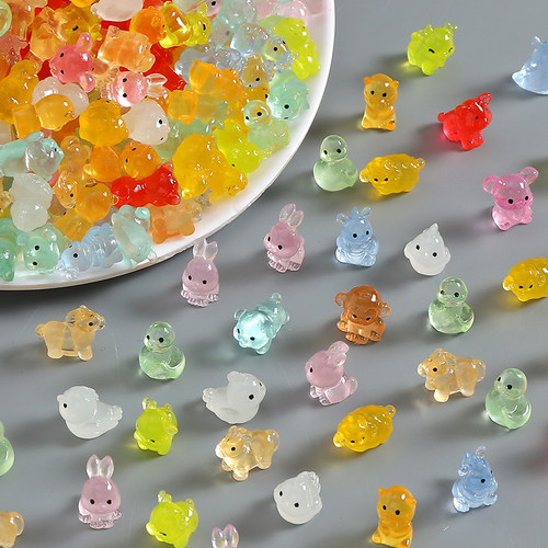 立体十二生肖动物夜光树脂配件