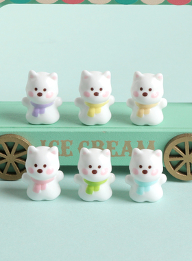 立体围巾小白狗场景装饰桌面摆件