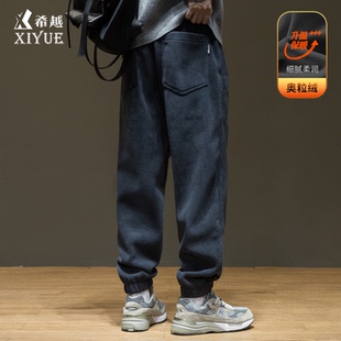 男士 运动裤 束脚休闲裤 加绒宽松大码 子 2025秋冬新款 奥粒绒重磅卫裤