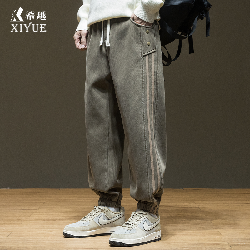 莱赛尔奥粒绒加厚束脚卫裤