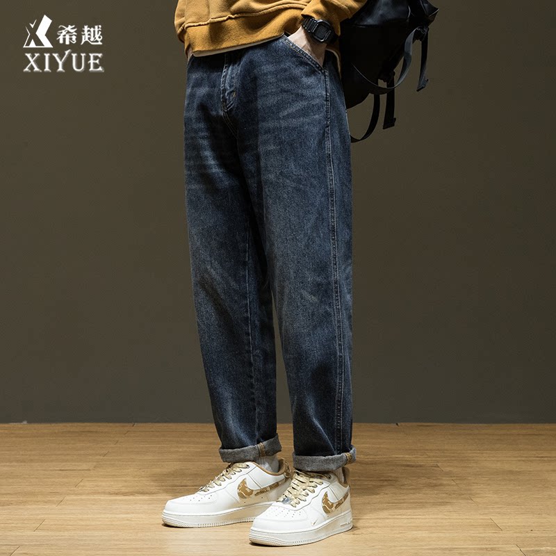 重磅洗水美式复古直筒牛仔裤图片