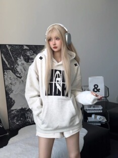 Achock重工刺绣连帽卫衣潮秋冬加绒加厚重磅情侣款外套ins潮