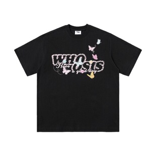 WHOOSIS（不知其名）清新蝴蝶短袖t恤潮牌情侣男女夏ins潮