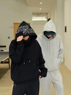 WHOOSIS(不知其名)蛛网刺绣钉珠帽衫连帽卫衣简约美式街头男女