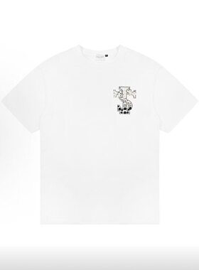 STK SmallTownKid 珍珠花体字短袖T恤宽松落肩男女潮流夏装TEE