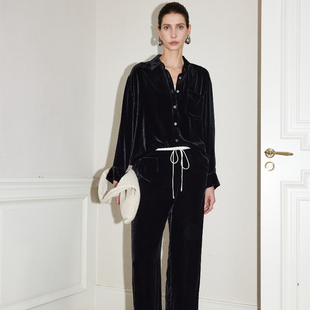 042 真丝丝绒长裤