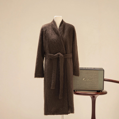 高级感V领极简设计皮草毛呢外套女羊绒大衣冬