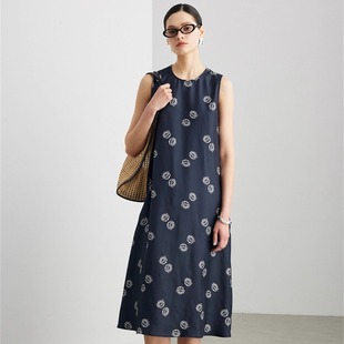 真丝印花无袖 347 连衣裙ML