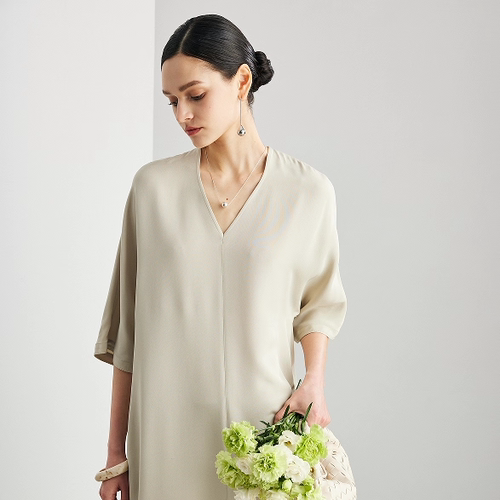 真丝纯色连衣裙 ML-642