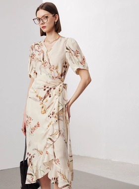 多色连衣裙真丝围裹式显瘦 ML-333
