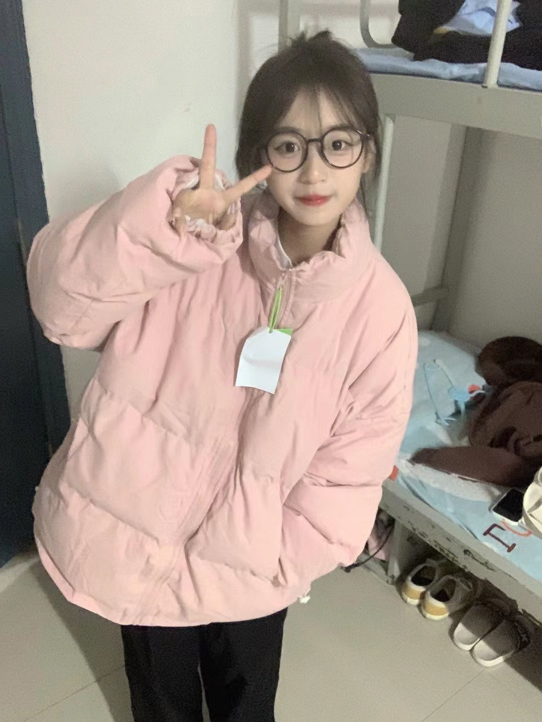 粉色小个子奶fufu面包服女棉服2023新款冬季学生oversize外套棉衣