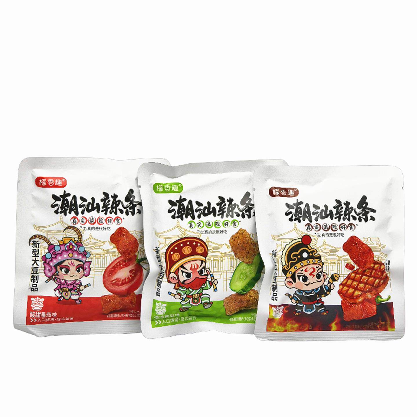 *檬香趣潮汕辣条500g酸甜番茄味香辣牛肉味清爽黄瓜味大豆制品零