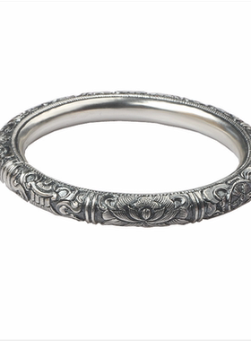 做旧手环银藏八宝足银999藏八宝汉八宝手工复古手镯高工艺民族风