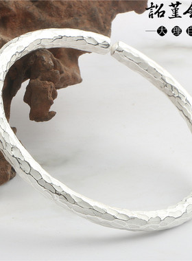 雪花锤纹细文艺送妈妈女友银手镯