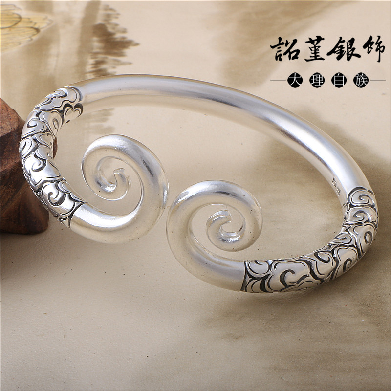 银手镯大圣悟空手工手镯男女情侣手环999足银如意金箍棒紧箍咒