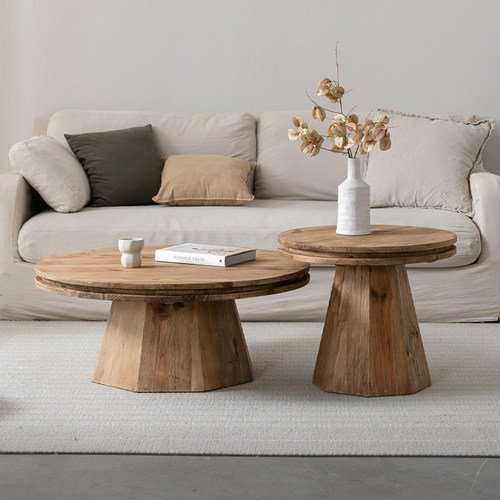 润家家居实木复古组合茶几