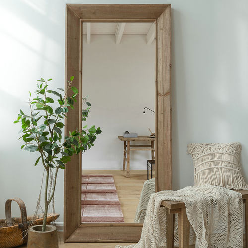 润家家居原创实木边框美式镜子