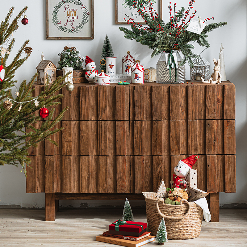 润家家居实木餐边柜侘寂风玄关柜美式田园柜子斗柜原木茶水柜矮柜,住宅家具,餐边柜,淘宝优惠券,粉丝福利购,淘宝优惠卷