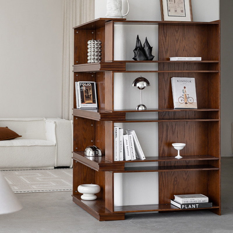 润家家居中古风实木书柜可伸缩多层书架简约落地展示架转角置物架,住宅家具,单个书柜,淘宝优惠券,粉丝福利购,淘宝优惠卷