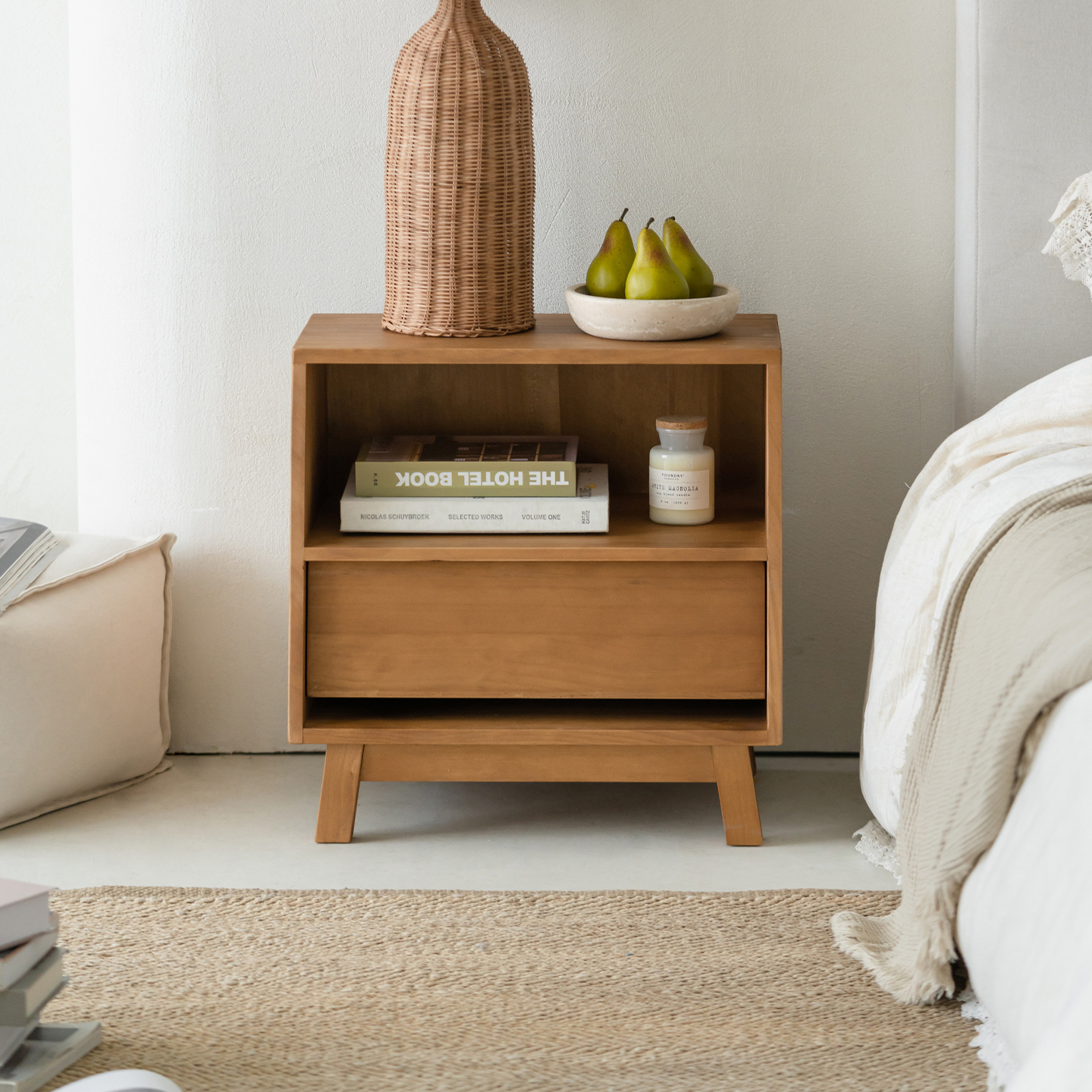 复古实木床头柜原木风客厅卧室