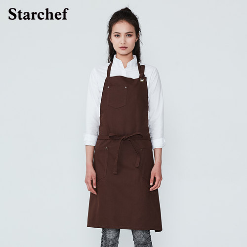 帆布围裙长款修身耐用厨师服定制