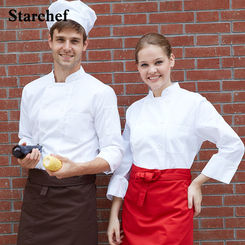夏季透气双排扣食堂餐厅厨师服