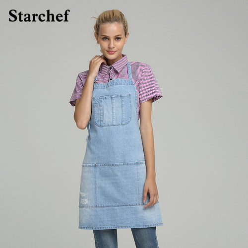 全棉画室厨师挂脖做饭围腰