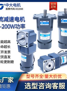 ZD中大交流电机 6W-250W微小型交流齿轮调速减速电机220v可调变速