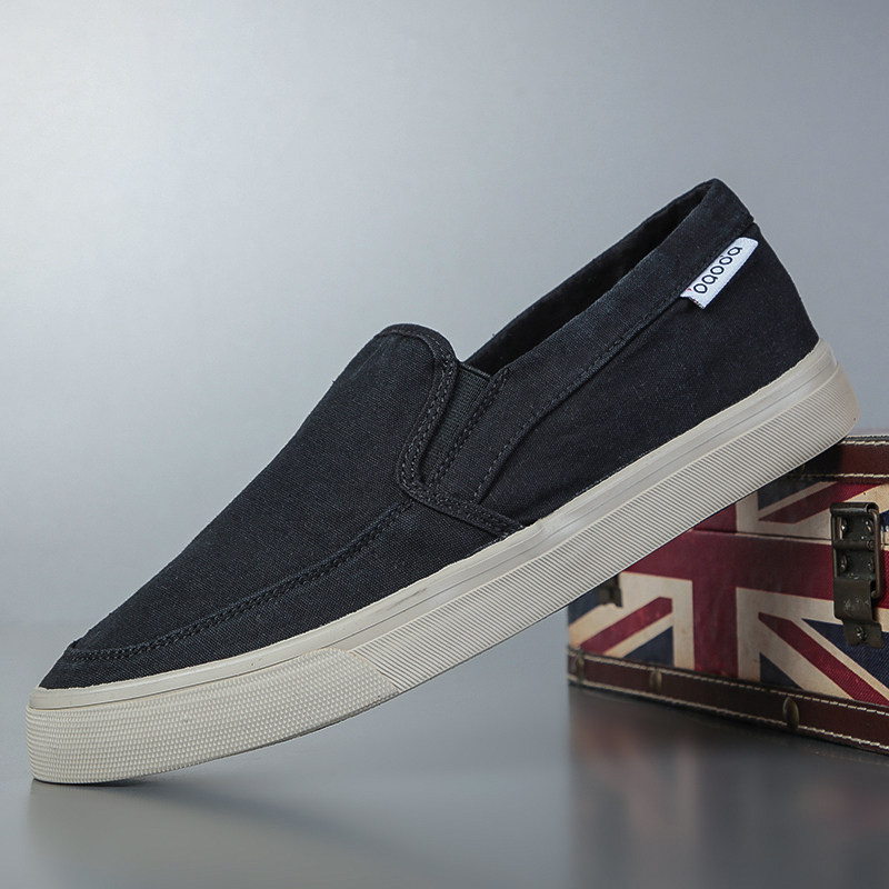 男鞋2026新款潮鞋一脚蹬懒人鞋春季薄款男士帆布鞋透气老北京布鞋