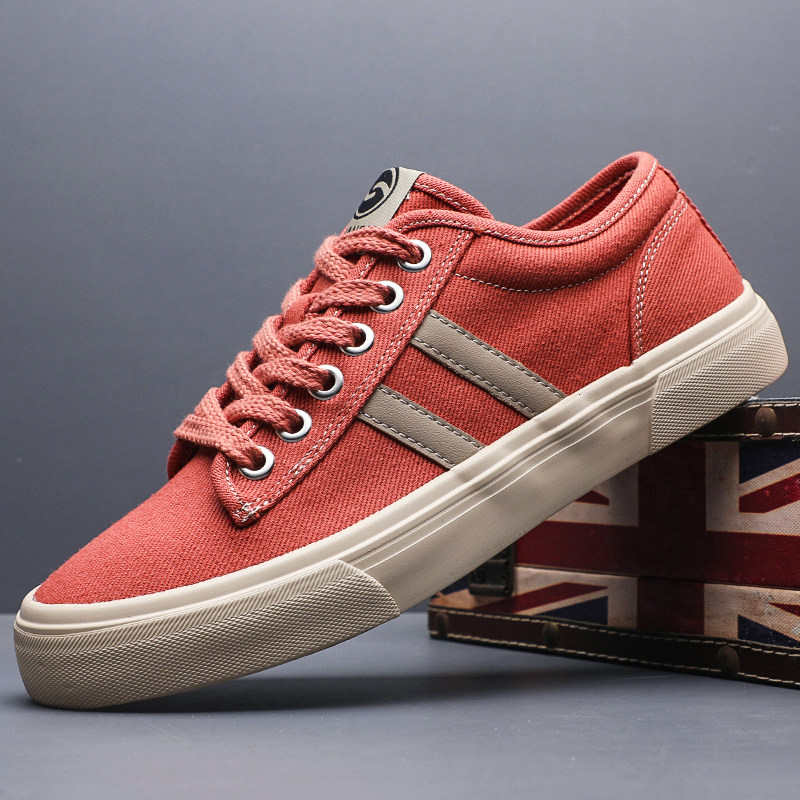 闪步男鞋红色帆布板鞋透气百搭休闲系带低帮鞋春季新款软底潮鞋男,流行男鞋,休闲板鞋,淘宝优惠券,粉丝福利购,淘宝优惠卷