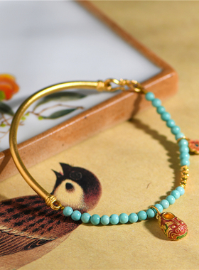 足金手工錾刻古法黄金烧蓝虎头鞋