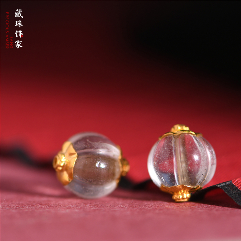 藏珠饰家 手工包金黄金 白水晶南瓜珠高端手串手链吊坠配饰