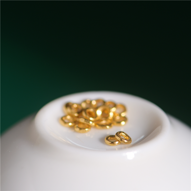 足金手工錾刻古法黄金盘缠小金圈