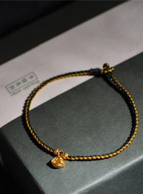 足金手工錾刻黄金平安锁