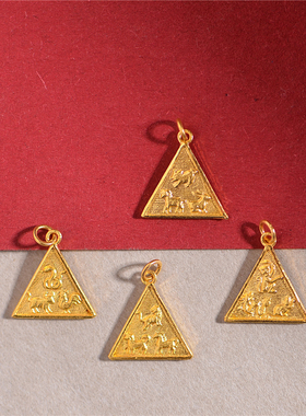 足金手工錾刻手工黄金三合