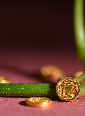 足金手工錾刻古法黄金五帝钱