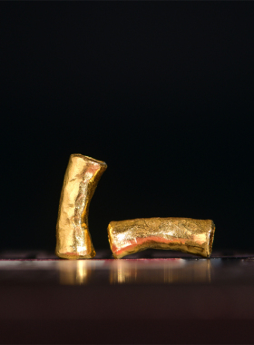 藏珠饰家 足金手工錾刻古法黄金 锤纹金弯管隔珠吊坠项链手链配饰