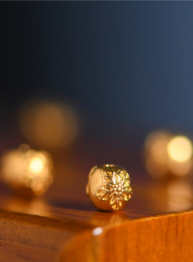 手工錾刻古法黄金小花老型隔珠