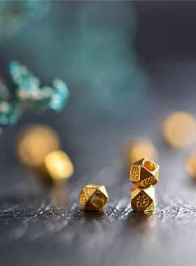 錾刻古法黄金散珠八棱金珠手串