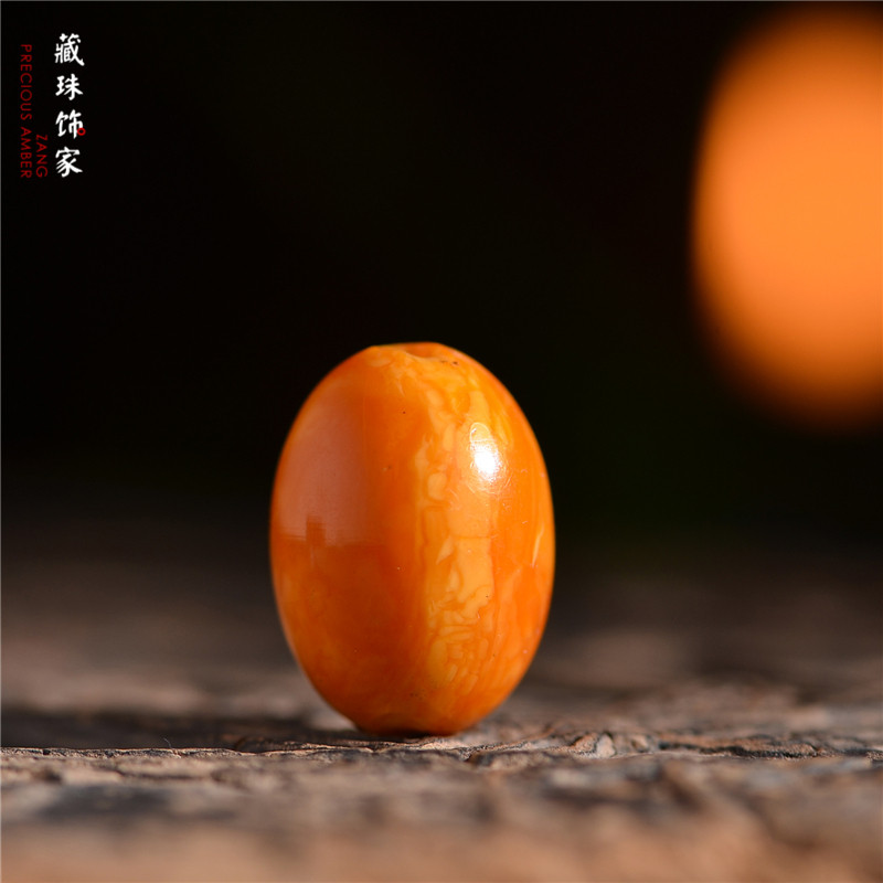 藏珠饰家 收藏级古董老花蜡14mm直径枣珠 爆老东欧回流蜜蜡配饰